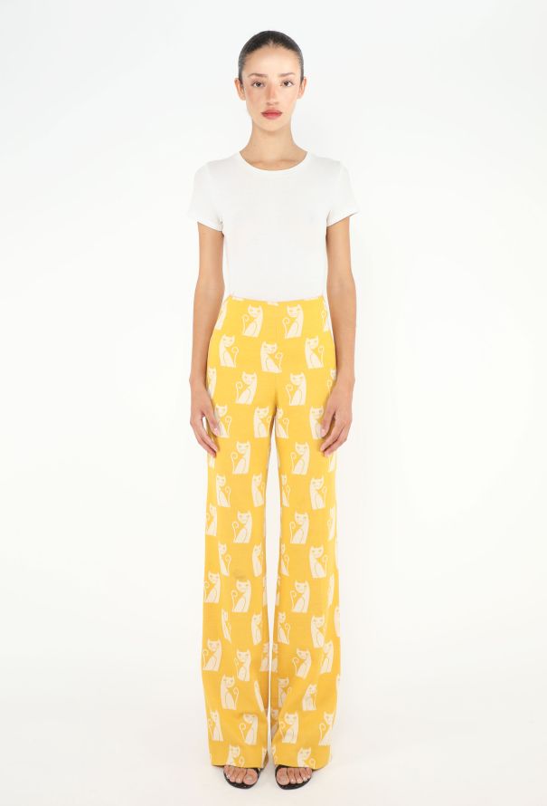 Miu Miu F/W 2017 Cat Print Bootcut Pants - 1