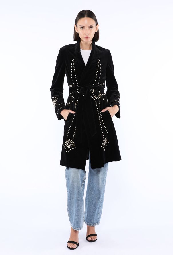 Dries Van Noten Velvet Embellished Belted Coat, F/W 2016 - 3