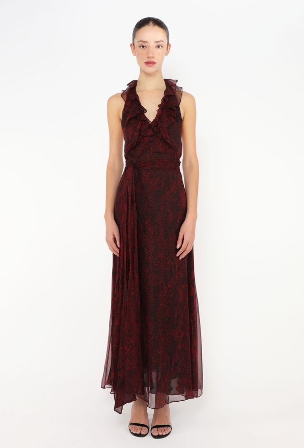 Saint Laurent S/S 2013 Snake Print Chiffon Gown - 5