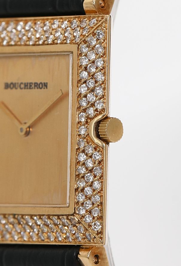 Boucheron 18k Yellow Gold & Diamond Carré Watch - 3 Boucheron 18k Yellow Gold & Diamond Carré Watch - 3