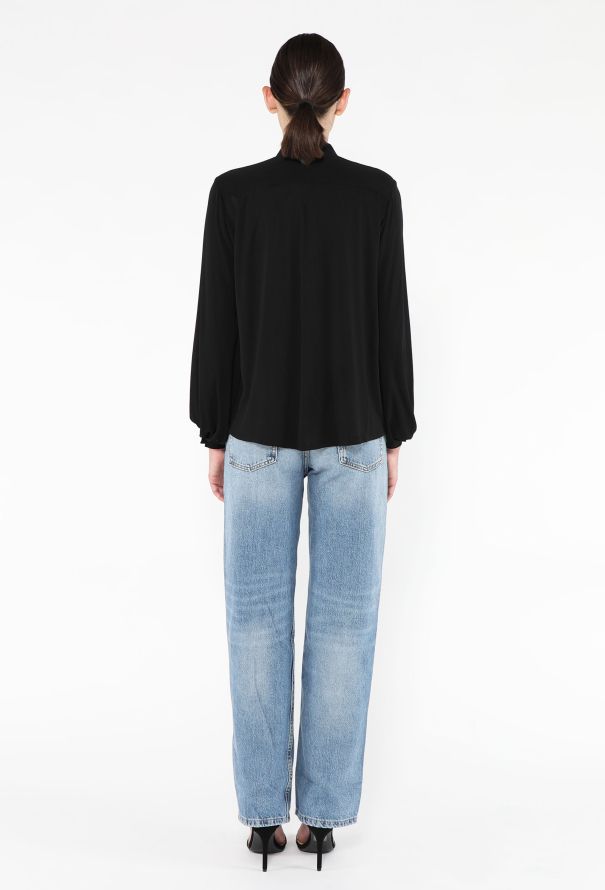 Saint Laurent '70s Crêpe Bishop Sleeve Blouse - 4