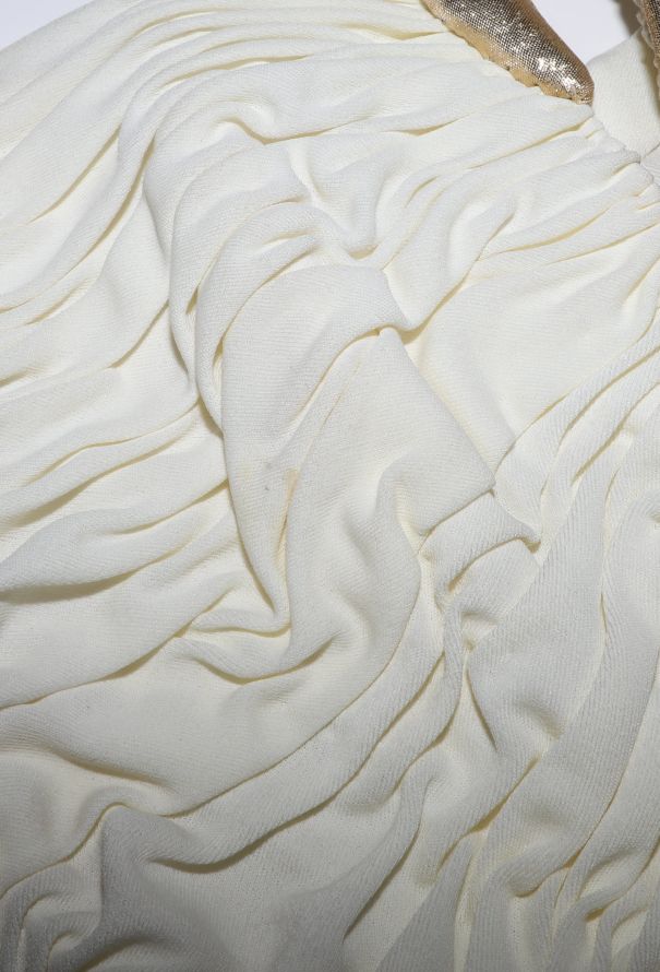 Azzaro 1975-78 Gold Collar White Gown - 7