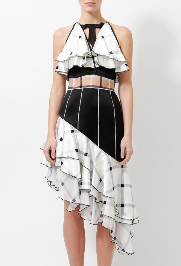 Rodarte S/S 2014 Ruffled Plaid Silk Dress - 4