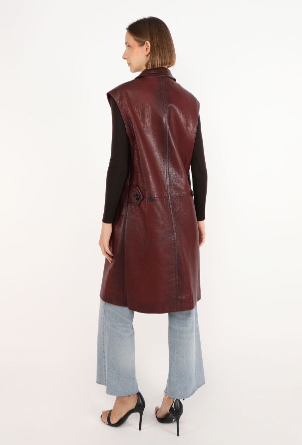 Prada Burgundy Lambskin Patinaed Vest - 5