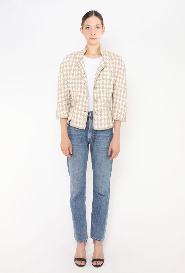 Chanel 2008 Houndstooth Silk Tweed Jacket - 3