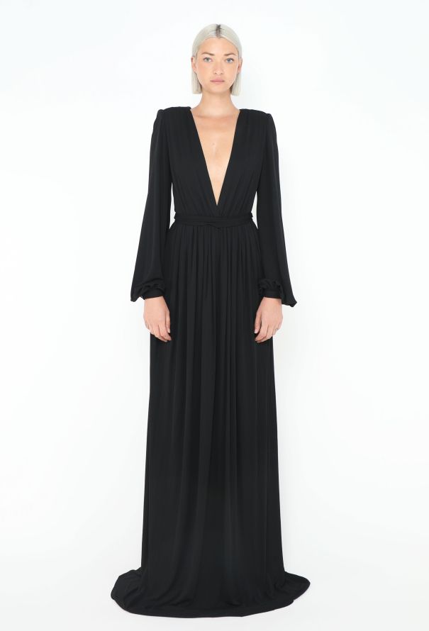 Saint Laurent '70s Plunging Jersey Gown - 2 Saint Laurent '70s Plunging Jersey Gown - 2