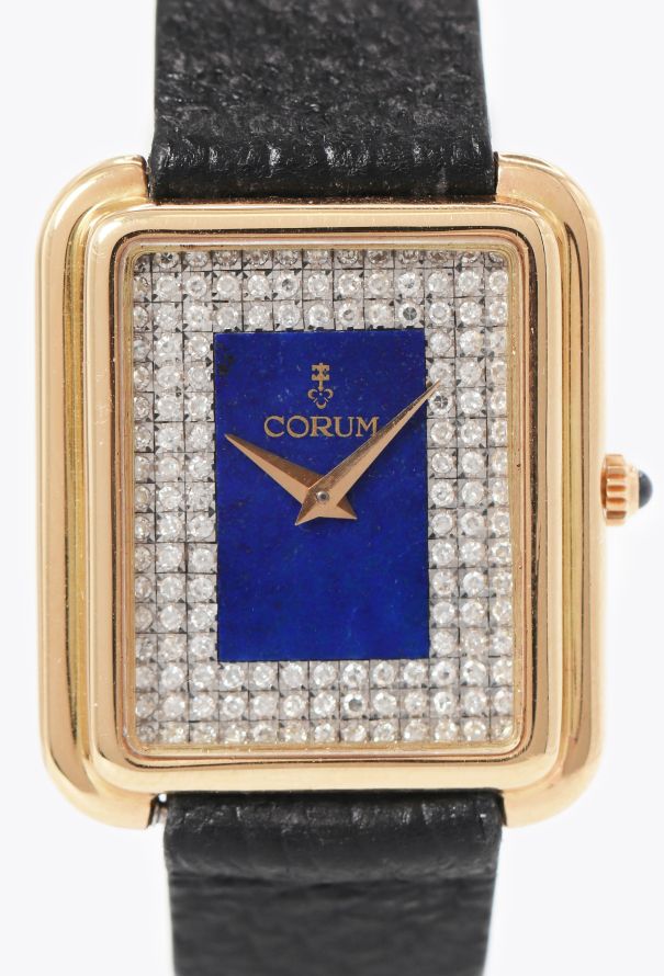 Corum 1970s 18k Yellow Gold, Diamond & Lapis Lazuli Watch - 2 Corum 1970s 18k Yellow Gold, Diamond & Lapis Lazuli Watch - 2