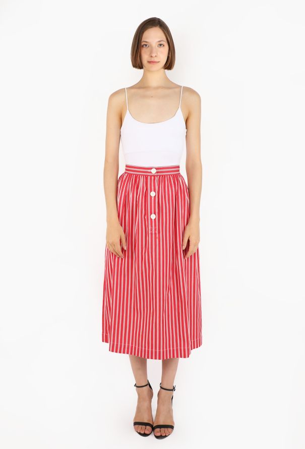 Saint Laurent Striped Cotton Midi Skirt, 1982 - 1