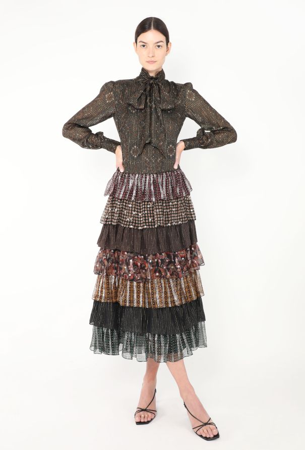 Céline F/W 2020 Ruffled Lamé Dress - 1