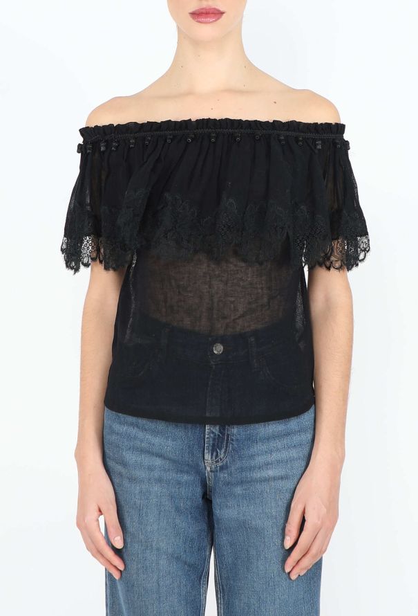 Saint Laurent S/S 1977 Chantilly Carmen Blouse - 1