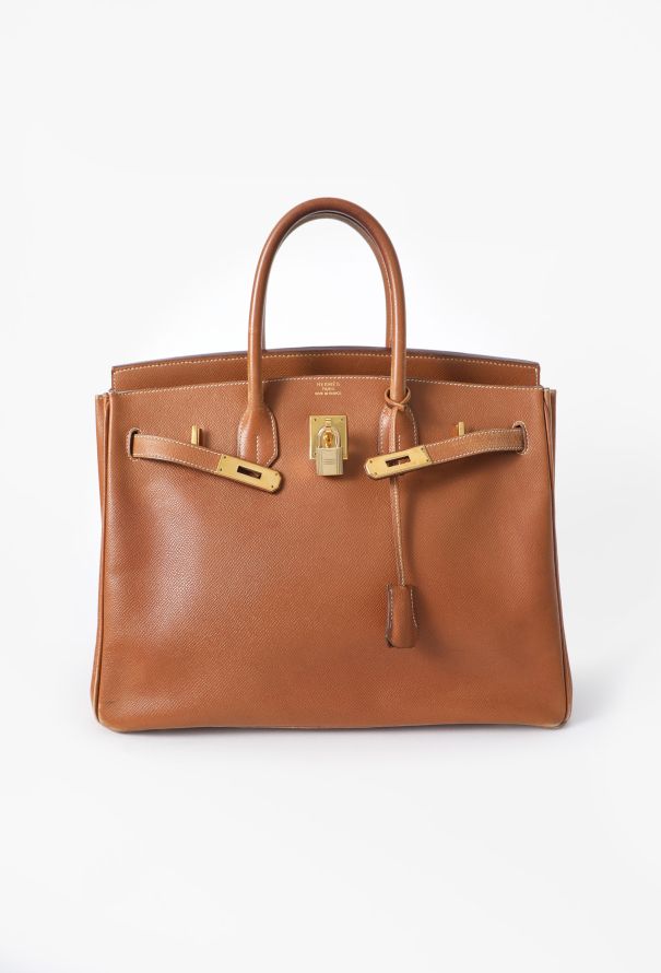 Hermès Beautifully Patinated Vintage Gold Courchevel Birkin 35 - 2