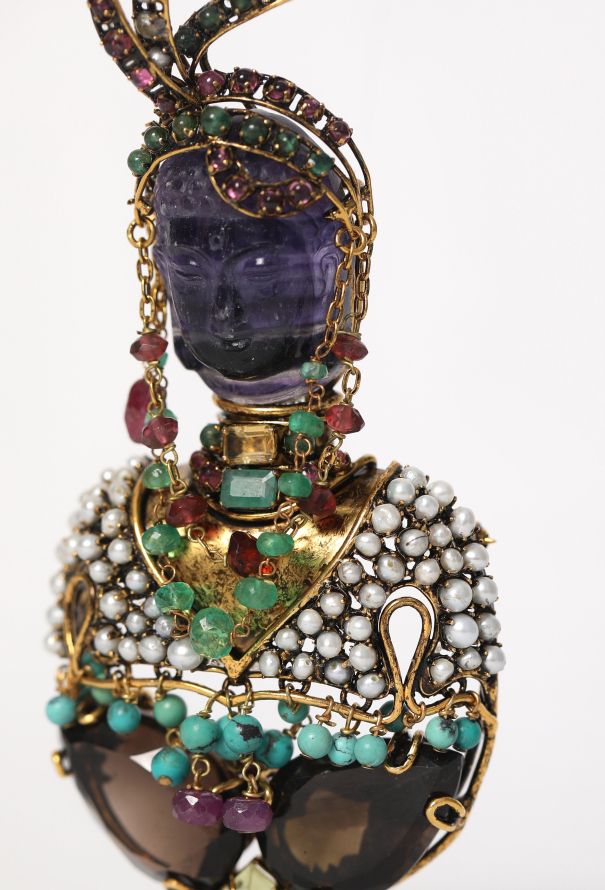 Iradj Moini Encrusted Glass Brooch, 1990s - 2