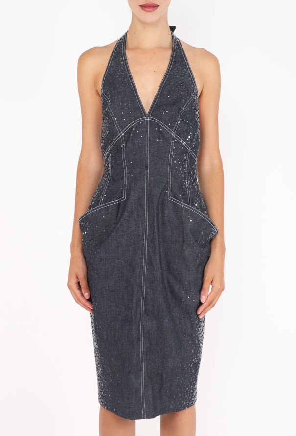 Thierry Mugler Sequin Open-Back Denim Dress, S/S 1999 - 4