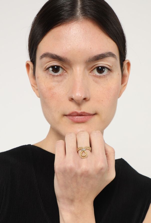 Vintage Fine Jewelry 18k Yellow Gold, Platinum & Diamond Twisted Ring - 2 Vintage Fine Jewelry 18k Yellow Gold, Platinum & Diamond Twisted Ring - 2