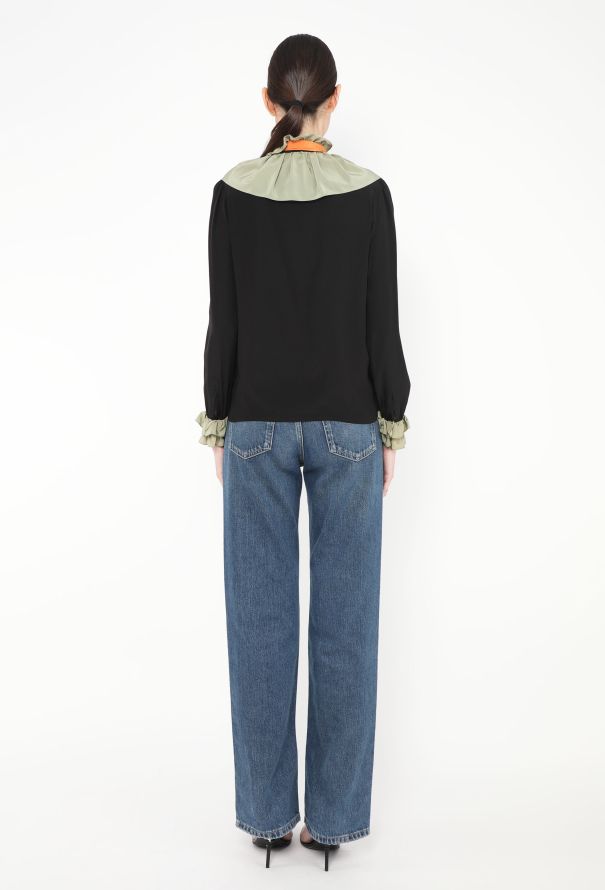 Saint Laurent '80s Ruffled Lavallière Blouse - 6