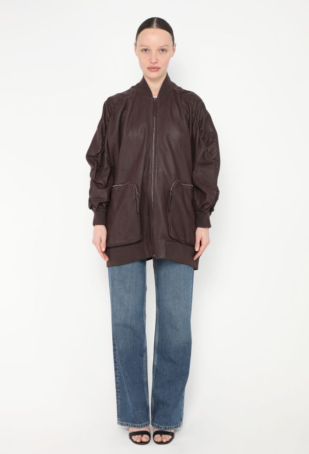 Fendi S/S 2019 Perforated Leather Bomber Jacket - 4 Fendi S/S 2019 Perforated Leather Bomber Jacket - 4