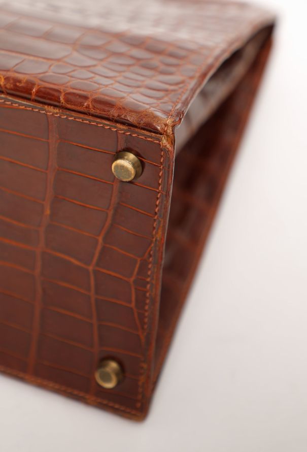 Hermès Ultra-Rare Vintage Brown Porosus  'Sac à Dépêches' Kelly 36 - 11