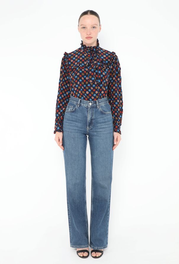 Saint Laurent 1976 Ruffled Floral Lavallière Blouse - 2