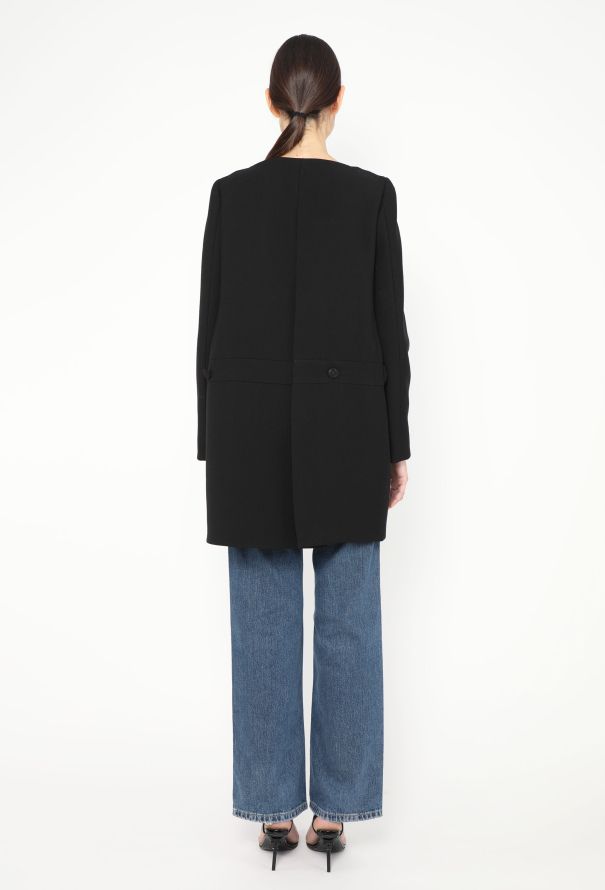 Chloé F/W 2007 Collarless Crêpe Peacoat - 5 Chloé F/W 2007 Collarless Crêpe Peacoat - 5