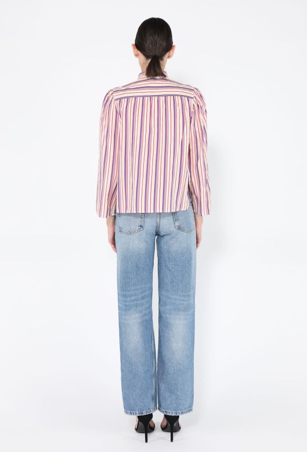 Oscar De La Renta Striped Cotton Blouse, 1970s - 5