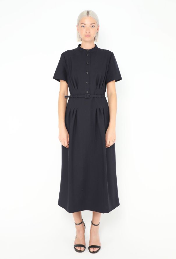Dior Pleated Crêpe Belted Dress - 1