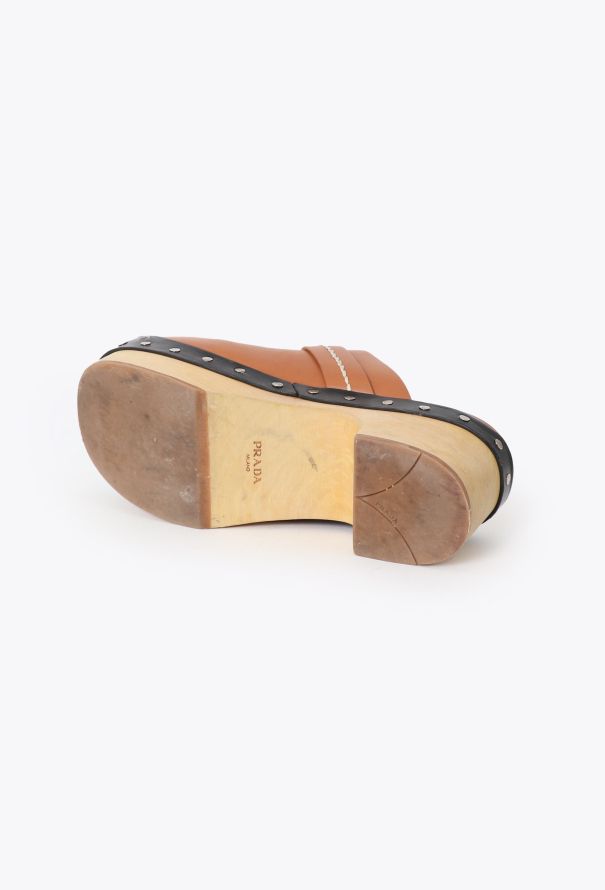 Prada S/S 2015 Studded Leather Clogs - 6