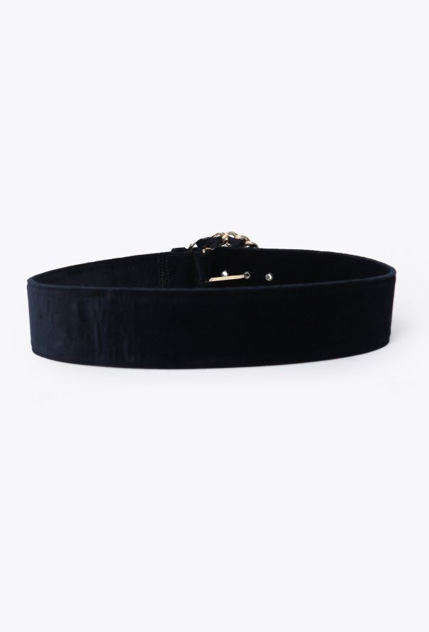 Chanel F/W 2006 Velour Chain-Buckle Belt - 5