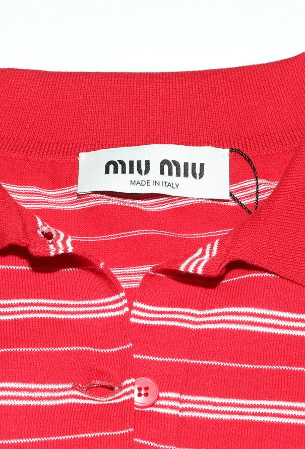 Miu Miu 2024 Striped Logo Knit Polo - 5