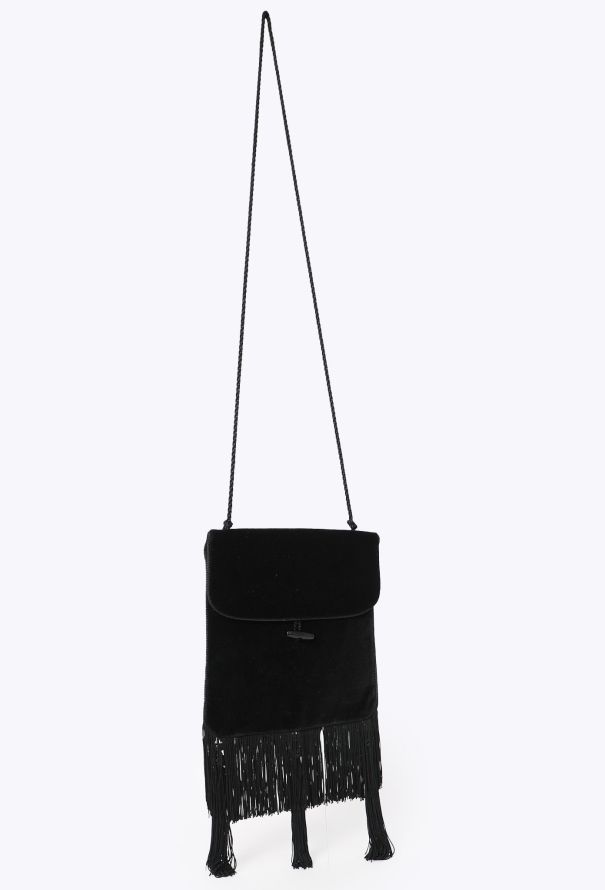 Saint Laurent '80s Black Velour Tassel Bag - 2
