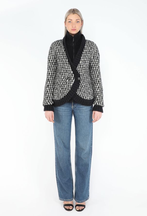 Chanel Chevron Ribbed Mohair Cardigan - 3