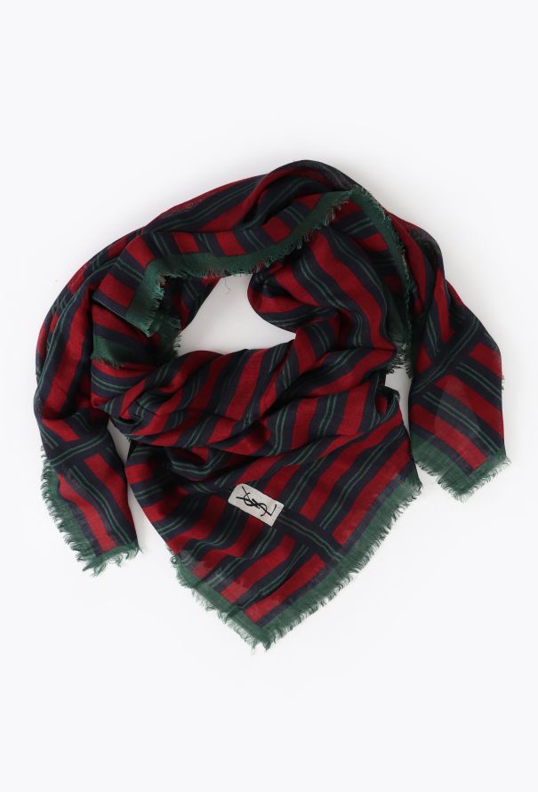 Saint Laurent ‘70s Striped Fringe Trim Scarf - 1