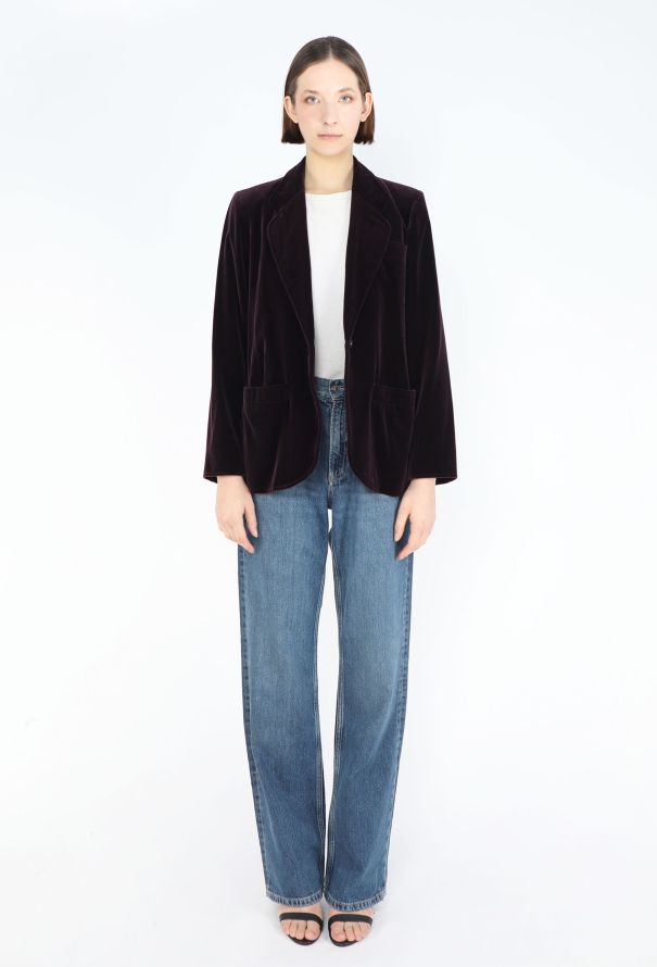 Saint Laurent '70s Burgundy Velvet Blazer - 3