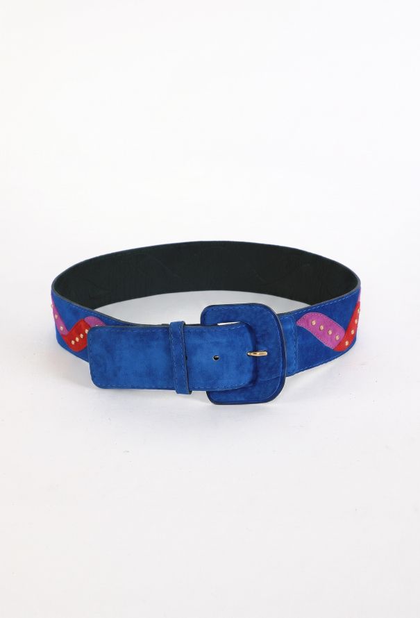 Saint Laurent Suede Serpentine Studded Belt, 1990s - 3