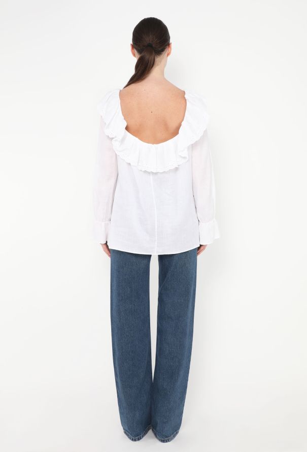Céline S/S 2020 Ruffled Linen Blouse - 5 Céline S/S 2020 Ruffled Linen Blouse - 5