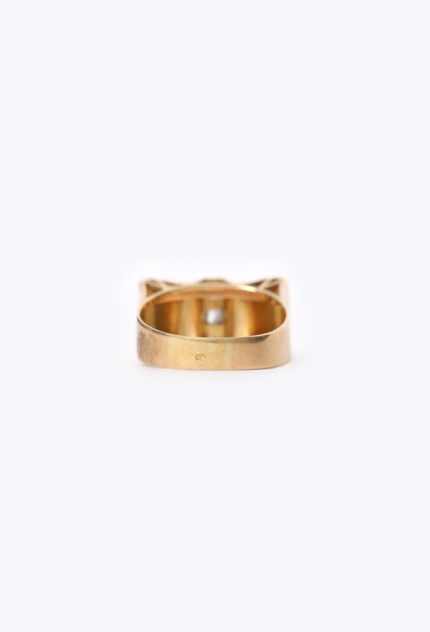 Vintage Fine Jewelry Vintage 18K Gold & Diamond Tank Ring - 8