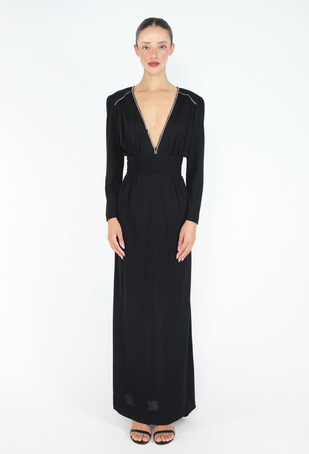 Azzaro RARE 1975 Strass Trim Jersey Gown - 1