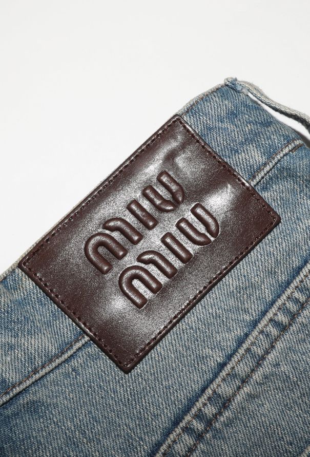 Miu Miu 2024 Washed Denim Logo Shorts - 6