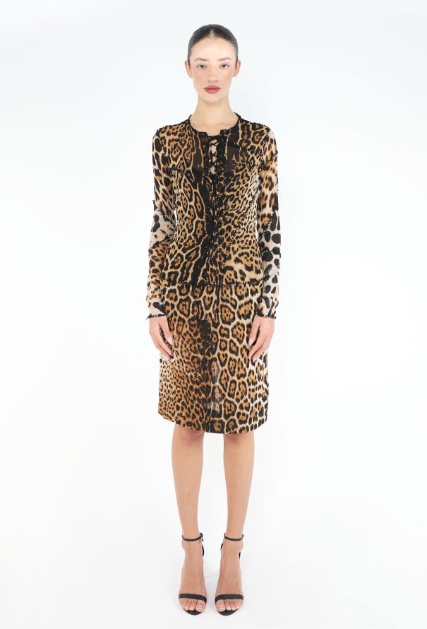 Saint Laurent ICONIC S/S 2002 Lace-Up Leopard Ensemble - 7