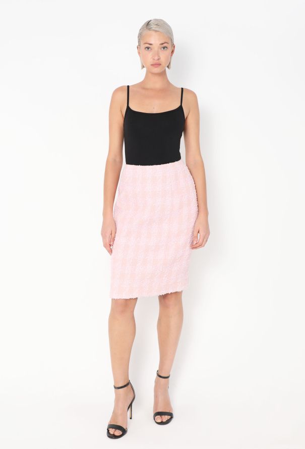 Chanel 1996 Frayed Houndstooth 'CC' Skirt - 1
