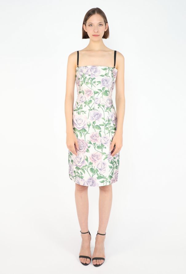 Dolce & Gabbana Silk Rose Bustier Dress, 1990s - 1