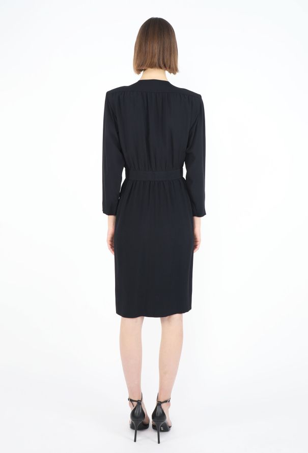 Saint Laurent F/W 1983 Plunging Wrap Dress - 6