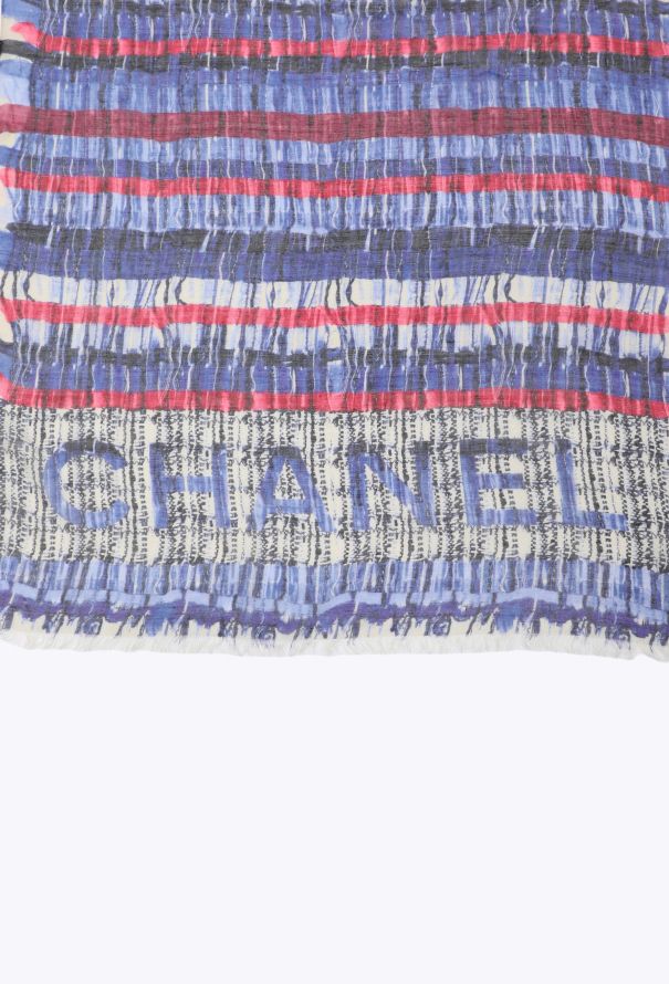 Chanel Silk & Cashmere Striped 'CC' Shawl - 6