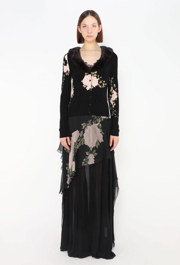 Blumarine F/W 1999 Chiffon Gown & Mink Cardigan - 1