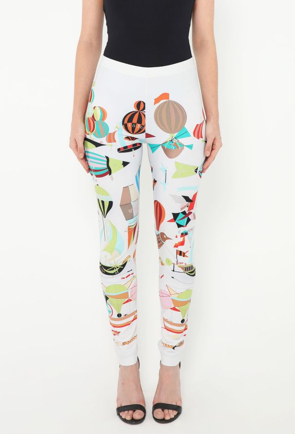 Hermès Vintage 'Les Folies du Ciel' Printed Leggings - 2 Hermès Vintage 'Les Folies du Ciel' Printed Leggings - 2