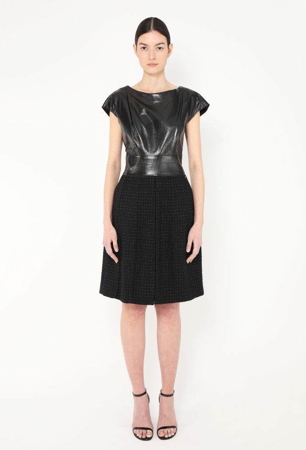 Chanel 2014 Lamé Tweed Leather Dress - 1