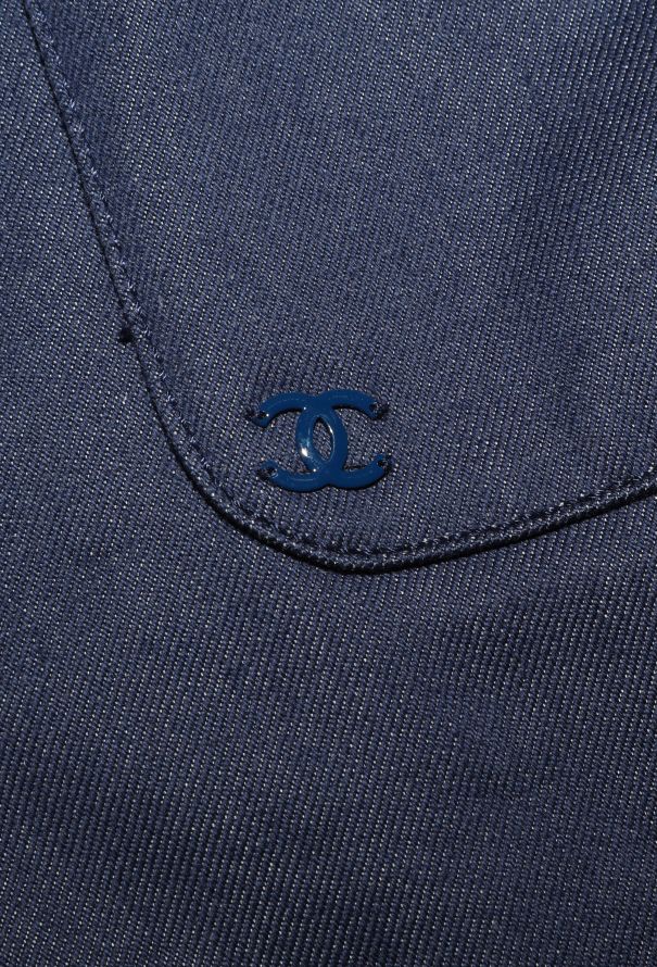 Chanel F/W 2004 Embroidered Trim Denim Dress - 8 Chanel F/W 2004 Embroidered Trim Denim Dress - 8