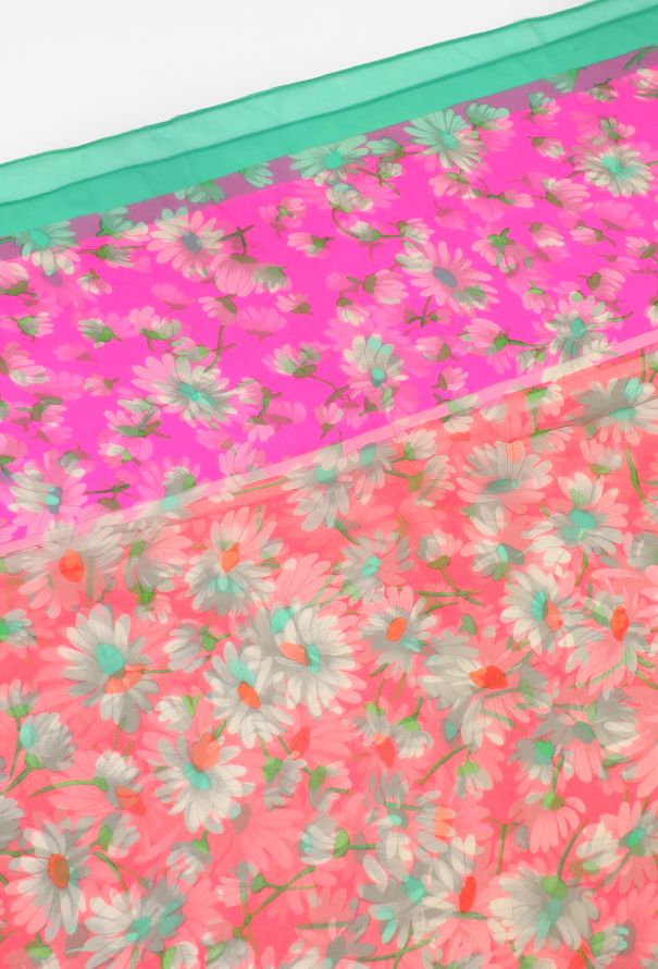 Saint Laurent Vintage Daisy Motif Silk Scarf - 3