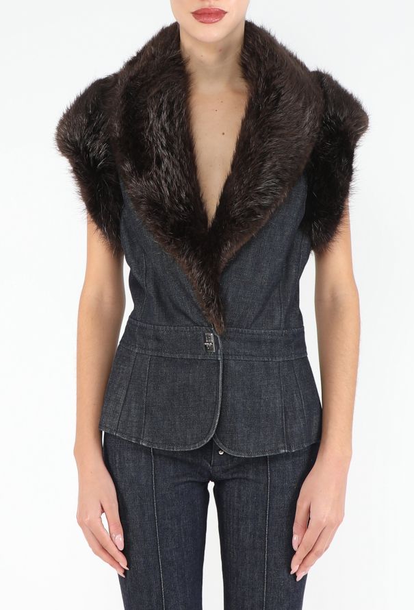 Balenciaga RARE F/W 2005 Fur Trim Denim Ensemble - 4