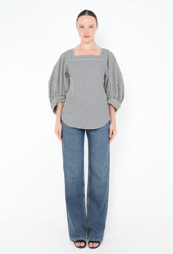 Chloé S/S 2017 Striped Denim Top - 3