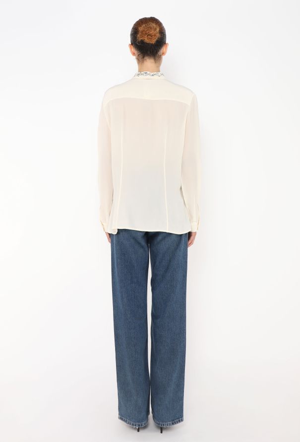 Prada Embellished Trim Silk Blouse - 4